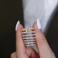 wholesale Rose gold red deer rowring women's sterling silver full circle diamond row ring zirconia full sky star stackable ring rose gold finger ring tail ring-BZ0166-Rose Gold-1.5 Stones 6 Size