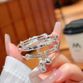 wholesale 999 Sterling Silver Baby Bracelet with Auspicious Fu Character, Smart and Clever, for Unisex Infants and Children, Moon Celebration Silver Jewelry-0-8