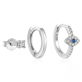 wholesale S925 Sterling Silver Classic Best-Selling Evil Eye Diamond-Encrusted Hoop Earring Ear Jewelry Set,INS-0-6