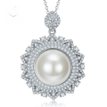 wholesale Metal material first: Mu Jing Jewelry new 16mm pearl necklace for women with 8-carat luxurious sunflower pendant-0-0