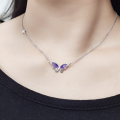 wholesale S925 Sterling Silver Original Design Butterfly Pendant Necklace for Women, Versatile Resin Color Necklace Set, Choker Collarbone Chain Direct from Manufacturer-0-0