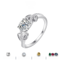 wholesale S925 Sterling Silver Cross-Border New Leaf-Inlaid Moissanite Ring for Women, Fashion-Forward Minimalist Versatile Jewelry Wholesale-0-0