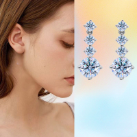wholesale S925 Sterling Silver Moissanite Earrings with Silver Pin Wholesale, Heavy Workmanship Long Pendant, Women's Beating Heart Circle Summer Style-1.3ct+1.3ct (moissanite) earrings 1.5g 925 silver