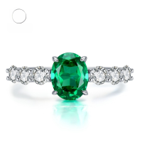 wholesale S925 silver new jewelry simulated Paraiba green 2-carat high-carbon diamond niche design aesthetic-R329 Pa Green Ring>Size 6