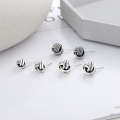 wholesale Sterling Silver S9225 Vintage Aged Geometric Woven Twist Stud Earrings, Ins Exquisite and Versatile Women's Earrings-0-0