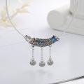 wholesale S925 Sterling Silver Vintage Resin Enamel Exquisite Koi Round Fish Pendant with Tassel-0-0