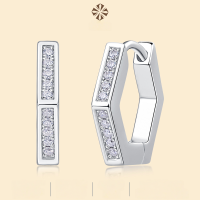 wholesale S925 Silver Mood Hoop Earrings with Moissanite, New Style Circle Earrings, Live Cross-Border Hot Selling Ear Jewelry, Ready-to-Ship Wholesale-Hexagonal Moissanite Earrings