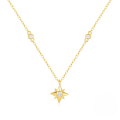 wholesale S925 Sterling Silver Women's Eight-pointed Star Necklace With Zircon And Pavé-0-0