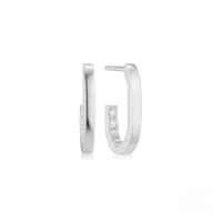 wholesale S925 Sterling Silver U-shaped Circle Earrings With Inlaid Zircons, Exaggerated And Bold European And American Style, Ins Fashion Ear Studs-Platinum #3 925 Silver