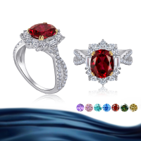 wholesale S925 Sterling Silver 2-Carat Oval Ruby Moissanite Women's Ring High-End Silver Jewelry-2 carats (white)  US size 6