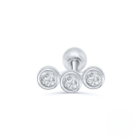 wholesale S925 Sterling Silver Three-piece Screw Thread Zircon Ear Bone Stud, Hot Selling European And American Export-Single platinum