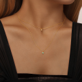 wholesale S925 Sterling Silver Double Layer Stackable Single Turquoise Inlaid Zircon Necklace, Women's Fashion Daily Wear-0-1