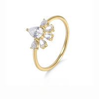 wholesale S925 Sterling Silver High Appearance Ring Non-Tarnish Moissanite Set Golden Dawn Series Minimalist Small Ring-Small Moissanite Ring  US Size 7 (Domestic Size 15)