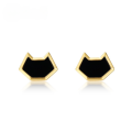 wholesale S925 Sterling Silver Japanese New Fashion Minimalist Cute Cat Stud Earrings Women Small Black Onyx Earrings Wholesale Custom-0-0