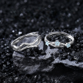 wholesale S925 Sterling Silver Couple Rings for Women, Small and Unique Fluorescent Design, Minimalist Band, Light Luxury High-End Cross-Border Open-Ended Matching Rings-0-0