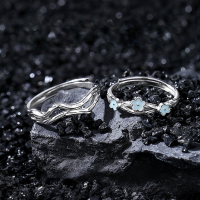 wholesale S925 Sterling Silver Couple Rings for Women, Small and Unique Fluorescent Design, Minimalist Band, Light Luxury High-End Cross-Border Open-Ended Matching Rings-FDJZ-352-Women's>Adjustable opening