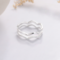 wholesale S925 Sterling Silver Hollow Wave Ring, Niche Luxury Adjustable Open Band Index Finger Ring with a Premium Feel-0-4