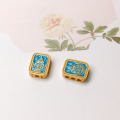 wholesale S925 silver gold-plated Morandi-colored five-strand oil-drip enamel square bead accessories for DIY bracelet and necklace-0-3