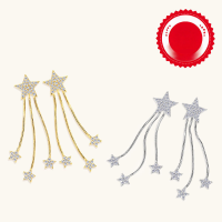 wholesale Sterling Silver Super Flash Five-Point Full Star Fringe Two-Way Earrings Unique Design High-End Moissanite Stud Earrings-Gold 0.29 carats+0.29 carats