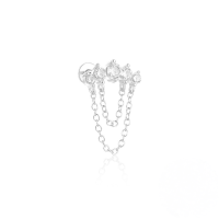 wholesale S925 Sterling Silver Tassel Flexible Marquise Zircon Ear Piercing-Single platinum #3