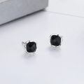 wholesale S925 silver fashion Korean retro square-cut black zirconia minimalist trendy versatile stud earrings-0-0