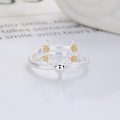 wholesale S925 Sterling Silver European and American Cross-Border Creative Plum Blossom Deer Adjustable Ring INS Minimalist Versatile Index Finger Ring-0-2