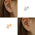 wholesale S925 Sterling Silver Zircon-studded Waterdrop Flat Thread Cartilage Ear Piercing, Minimalist Ins Style-0-3