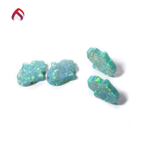 wholesale Metal material, synthetic opal OPAL palm-shaped double-sided fire opal polymer cultured synthetic opal gemstone-T-2 Green Turauoise 5*7mm
