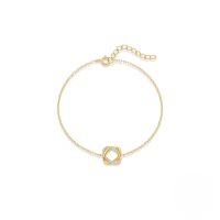 wholesale S925 Sterling Silver Rose Flower Ring Bracelet With Zirconia, Korean Minimalist Design, Versatile And Chic-Gold 925 silver