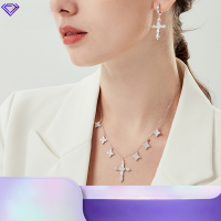 wholesale S925 Sterling Silver Customizable Ready-to-Ship Wholesale Cross Pendant Necklace with Zirconia Inlay High-End Women's Silver Jewelry-Zircon Earrings-In Stock 925 Silver