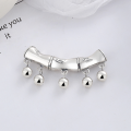 wholesale 990 Sterling Silver Ethnic Style Simple and Unadorned Bamboo Knot Long Pendant with Bell and Tassel DIY Accessory-0-2
