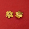 wholesale Gold-plated Silver Antique Flower Bead Cap, S925 Sterling Silver Gold-plated 9mm Spacer, Vintage Gold Components for DIY Bracelet Bead-0-7