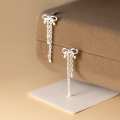 wholesale S925 Sterling Silver Fresh and Sweet Ins Style Small and Exquisite Design Delicate Bow Tassel Earrings M06454-0-4