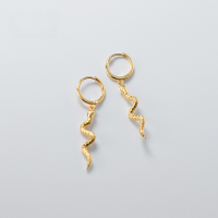 wholesale S925 silver snake-shaped ear clips, European and American style, trendy, minimalist, animal-inspired hoop earrings, ear accessories G6963-s925 silver earrings silver>925 silver