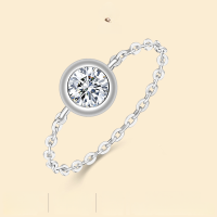 wholesale 925 Sterling Silver Minimalist and Elegant Bubble Ring with Moissanite, Luxury High Version Non-Tarnish-Moissanite 50 points US No. 7