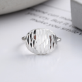 wholesale S925 Sterling Silver Korean-style Geometric Irregular Engraved Surface Trendy Sparkling Open Adjustable Ring-0-1