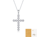 wholesale Metal Material: 925 Silver, Faith Pendant Necklace, Fashionable Silver Jewelry, Light Luxury High-End Feel, Moissanite Cross Choker Chain Wholesale-0-8