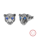 wholesale S925 sterling silver pin, stylish and creative cute little animal earrings, leopard head design for men and women, trendy hip-hop ear accessories-0-4