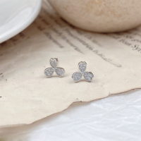 wholesale S925 Sterling Silver Maker Lucky Clover Stud Earrings for Women, Small and Exquisite Minimalist Design, Premium Ear Accessories-Small clover earrings