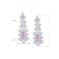 wholesale Metal material first: winter new TikTok hot sale high-end jewelry rectangular pink ice-cut high-carbon diamond 7*9mm earrings-0-5