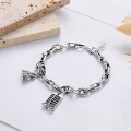 wholesale S925 Sterling Silver Retro Double Ring Abacus Character "Wealth" Minimalist and Fresh Temperament Aloof Style Bracelet-0-0