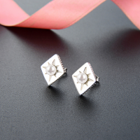 wholesale S925 Sterling Silver Popular Korean and Japanese Style Pearl Earrings for Best Friend, Cross-Border Women's Diamond Fashion Ear Studs-Stud Earrings with Plastic Earplugs 925 Silver