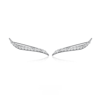 wholesale 925 Sterling Silver Arc-shaped Ear Hooks Inlaid with Zircon, Ins Light Luxury High-end Cross-border Sterling Silver Earrings-White Gold-Earrings 925 Silver