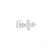 wholesale S925 Sterling Silver With White Gold Plating, Daily Wear Flat Back Threaded Ear Bone Stud Featuring Zircon Accents-Single platinum #3
