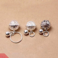 wholesale S925 Sterling Silver Hollow-Out Bell Pendant, Handmade DIY Crystal Bracelet Accessory Materials-0-2