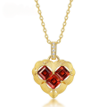 wholesale S925 Sterling Silver Vintage Heart-Shaped Garnet Pendant Choker Necklace for Women, Valentine's Day Gift-0-0