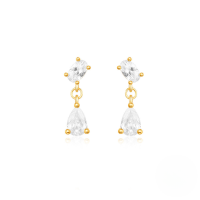 wholesale S925 Sterling Silver Rhombus Teardrop Stud Earrings With Rhinestones,-Gold#1 925 Silver