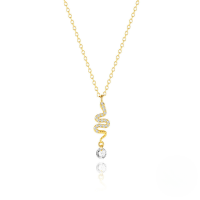 wholesale S925 Sterling Silver Fun Creative Zircon Snake Pendant Necklace, Hot Selling Ins Style-Gold 925 silver