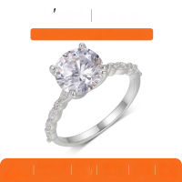 wholesale Gold S925 Silver Large Round Moissanite Ring with Waterdrop Accent Stones, eBay Best-Selling Women's Ring-Platinum 3 carat (with certificate)  9 US