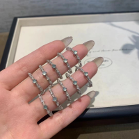 wholesale S925 Sterling Silver Micro-Inlaid Natural Lace Cabochon Ring for Women, Small Niche High-End Sense New Chinese Style Index Finger Ring-White gold Adjustable opening